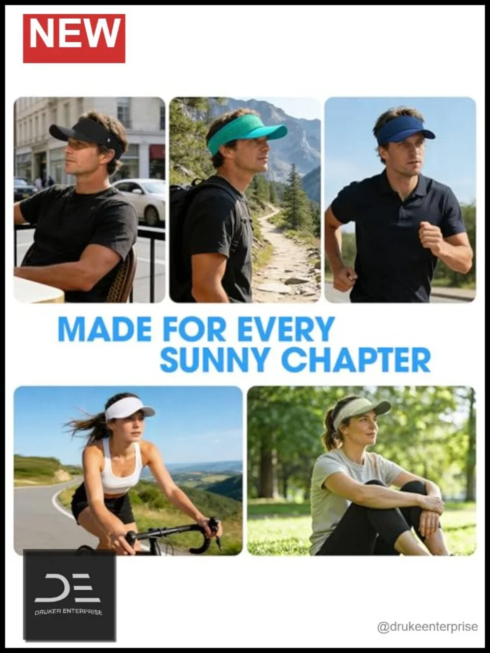 Moisture Wicking Sun Visor Hat - Performance Running Tennis Golf Hiking
